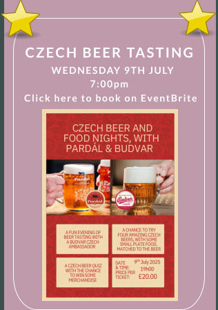 CZECH BEER TASTING   WEDNESDAY 9TH JULY 7:00pm   Click here to book on EventBrite